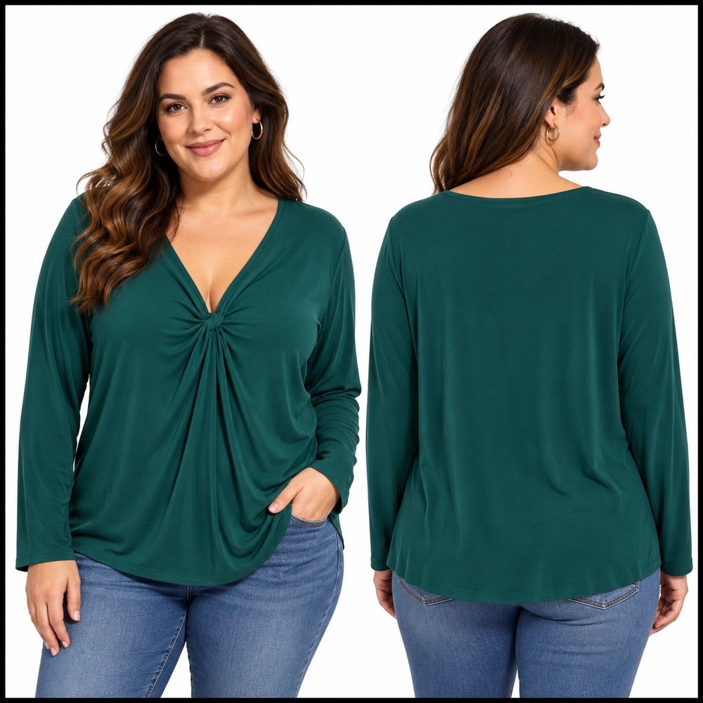 Rebel Wilson X Angels Long Sleeve Blouse V Neck‎ Plus Size 2X